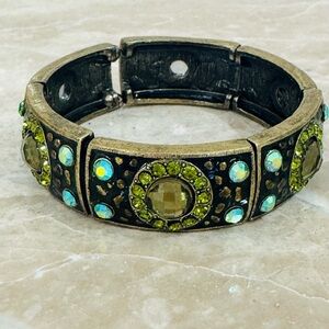 Green Crystal Stretch Bangle Bracelet - Women Jewelry